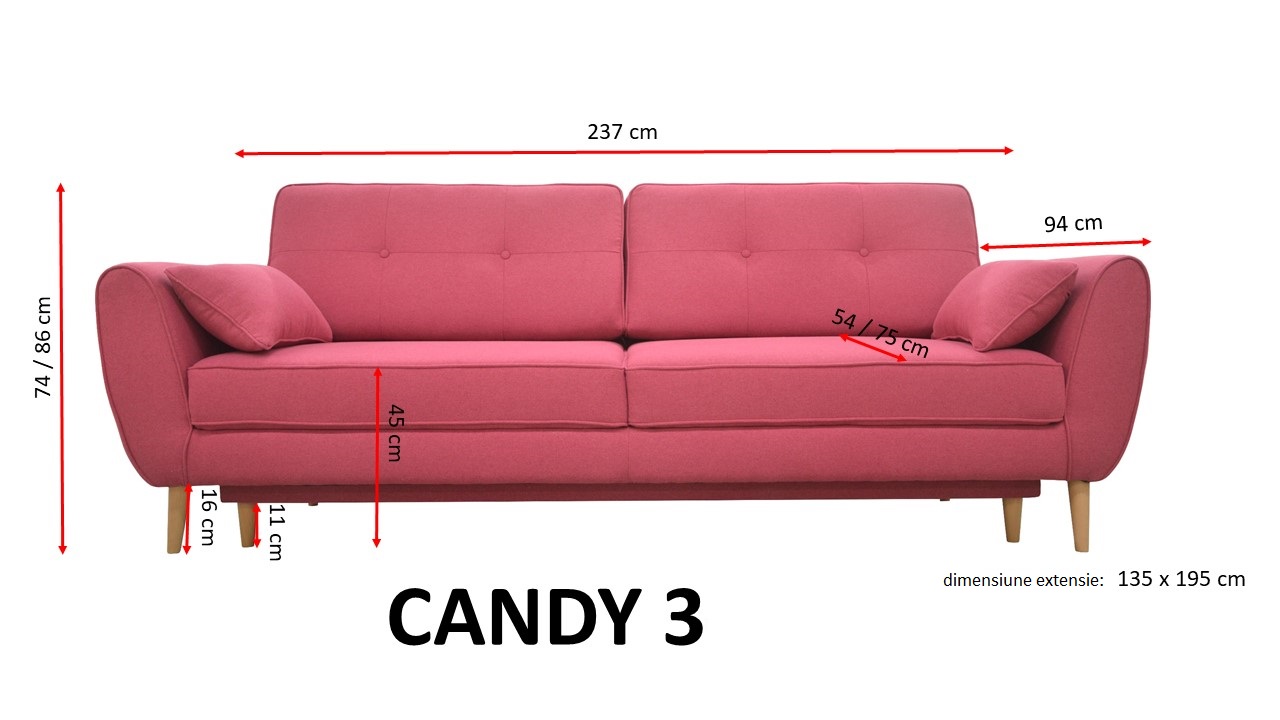 Canapea Extensibila Candy 3 locuri personalizabila