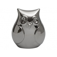Decoratiune ceramica bufnita argintie THK-060760